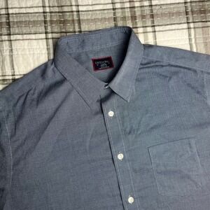 UNTUCKit Men Large Blue Wrinkle Free Short Sleeve Button Down Cotton Shirt
